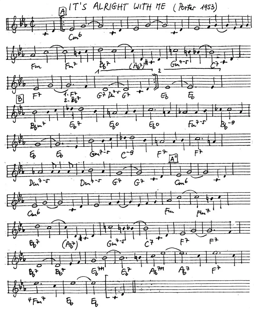 it's alright with me free jazz leadsheet - Courtesy of the Jungle Jazz Band